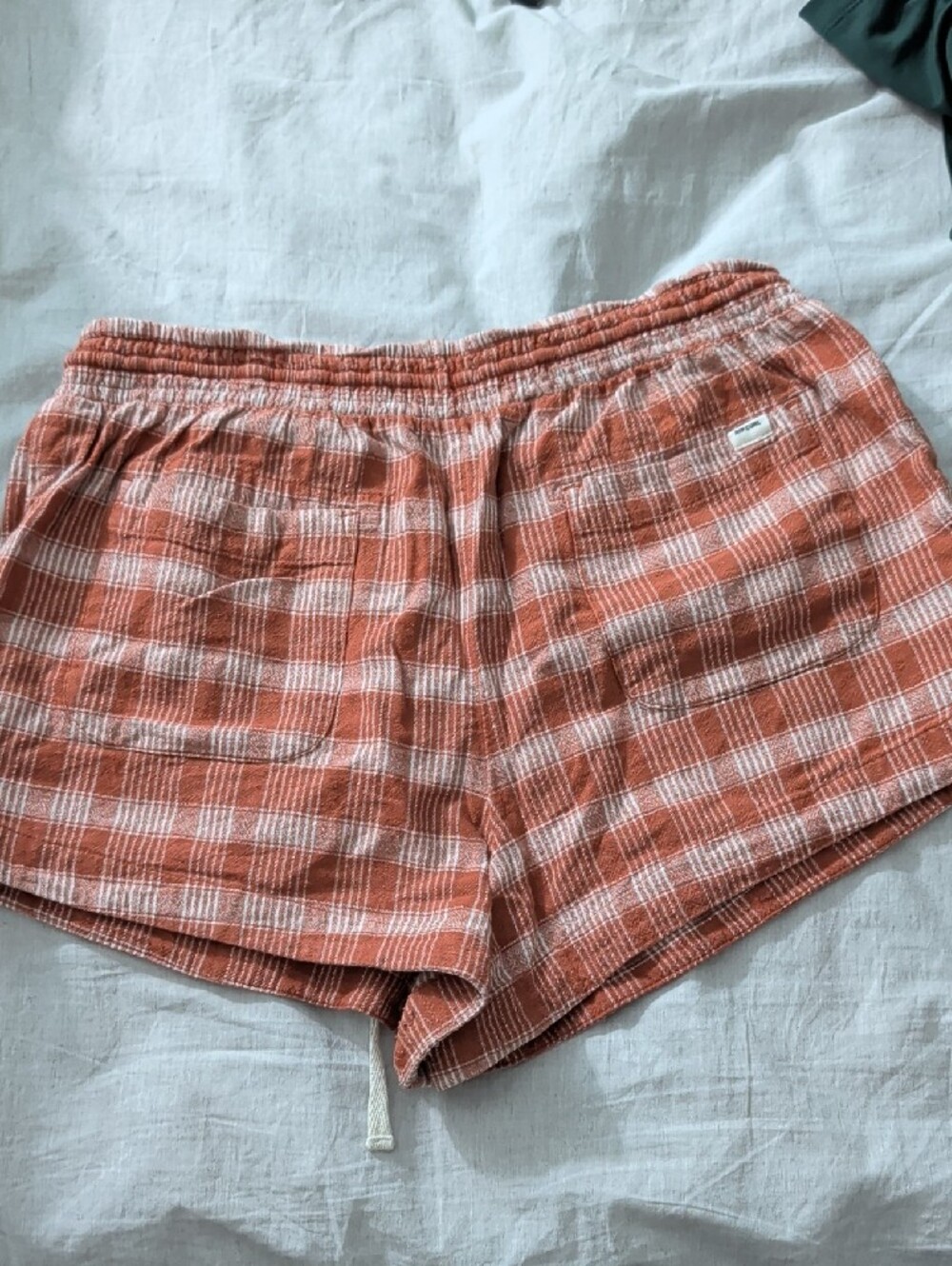 Rip Curl Rust and White Plaid Lounge Shorts - Picture 3 of 3